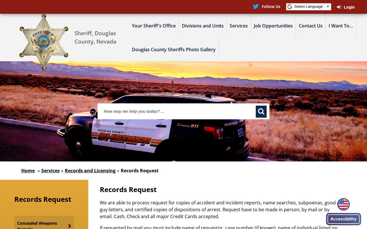 Douglas County released inmate records request page